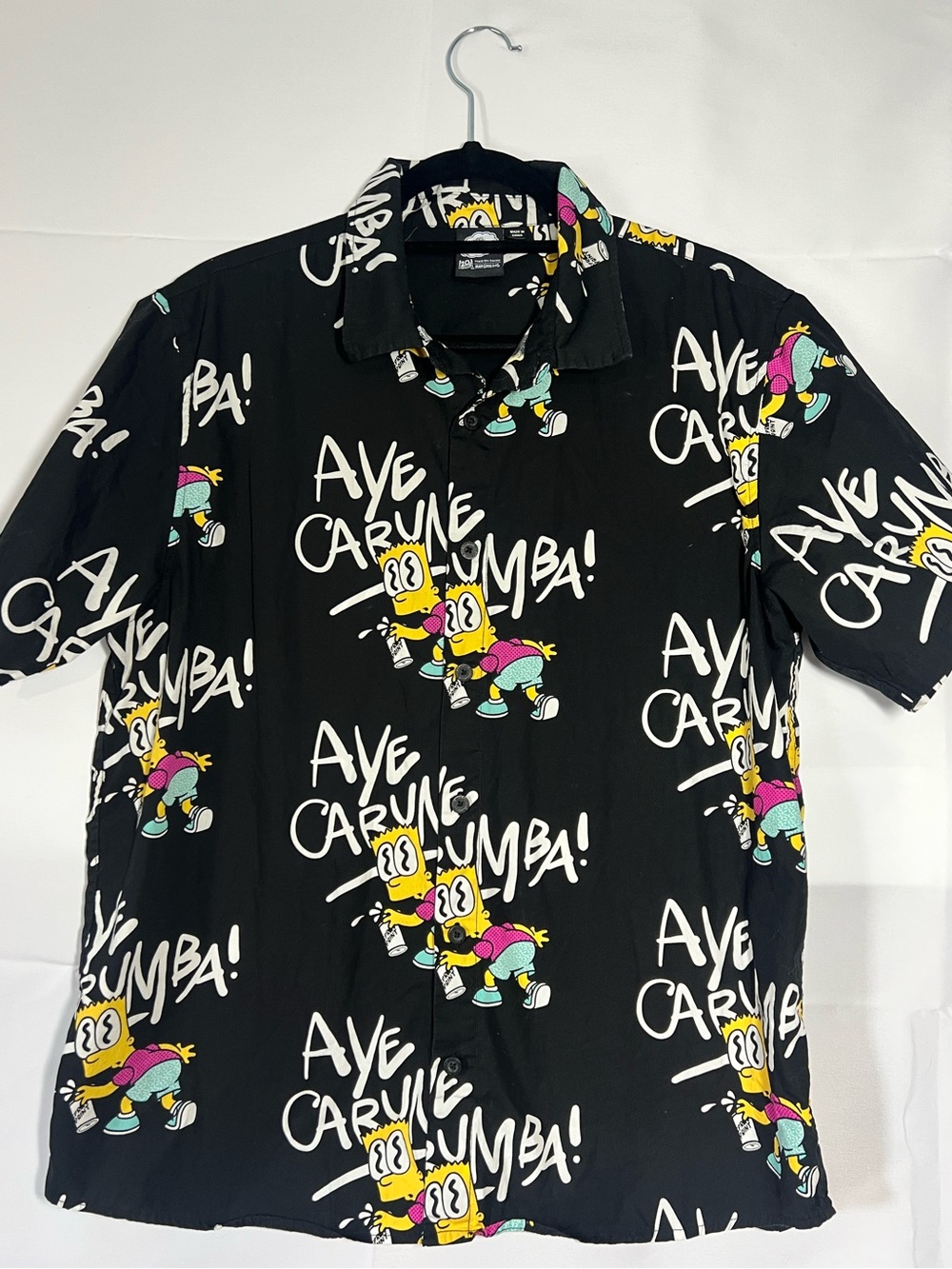 The Simpsons Aye Carumba! Black Graphic Short-Sleeve Button up shirt